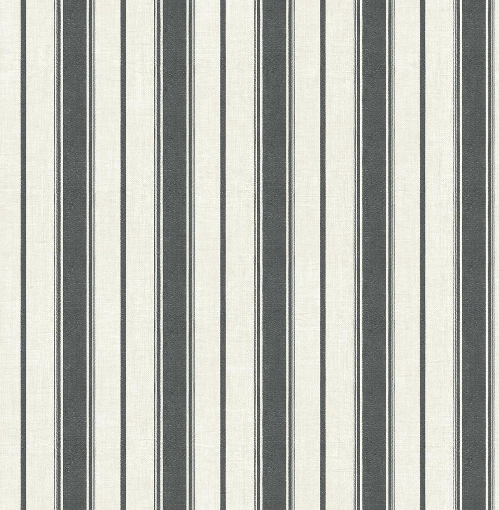 Seabrook Eliott Linen Stripe Black Wallpaper