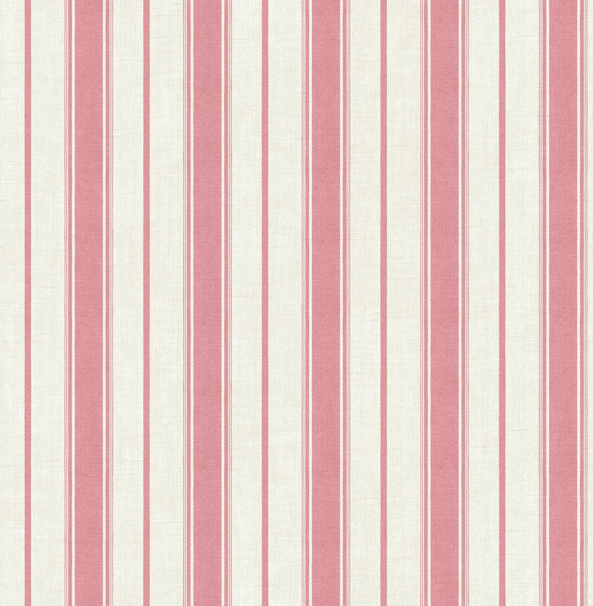 Seabrook Eliott Linen Stripe Cranberry Wallpaper