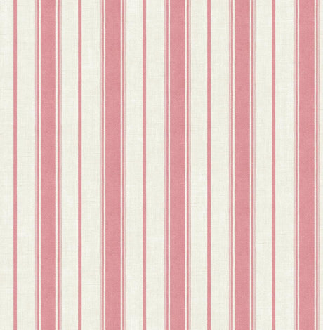 Seabrook Eliott Linen Stripe Cranberry Wallpaper