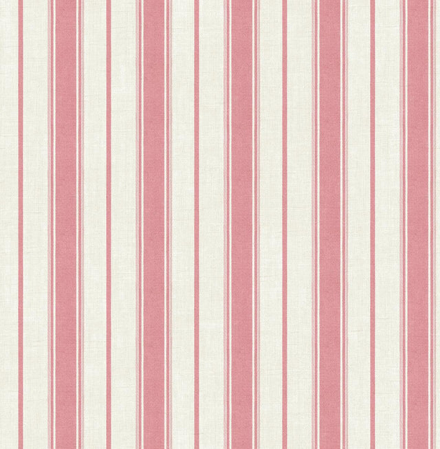 Seabrook Eliott Linen Stripe Cranberry Wallpaper