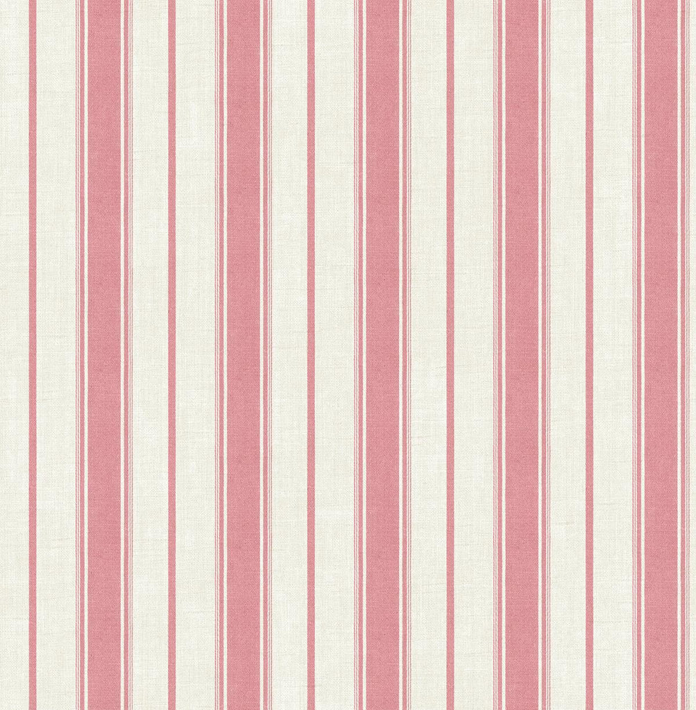 Seabrook Eliott Linen Stripe Cranberry Wallpaper