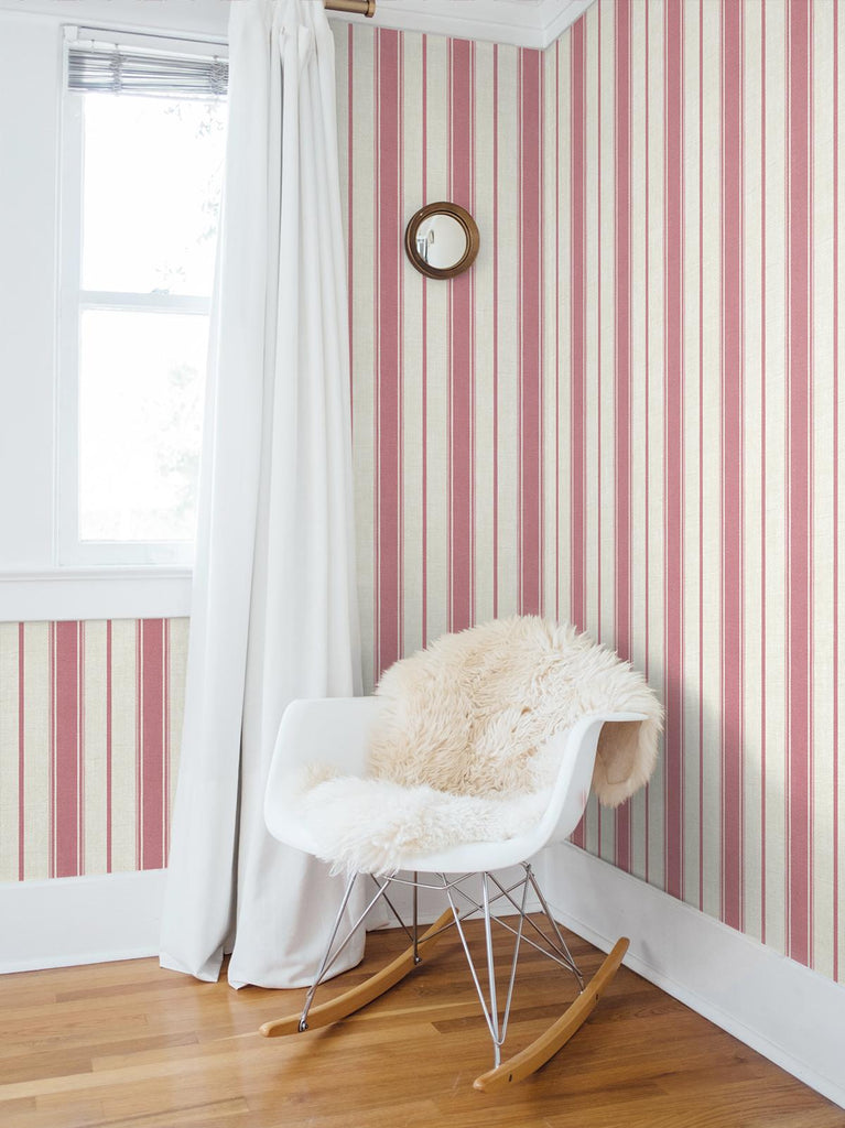 Seabrook Eliott Linen Stripe Red Wallpaper