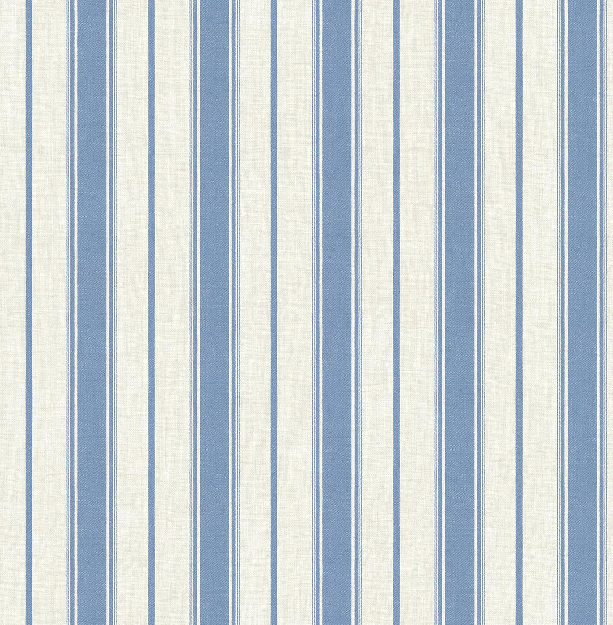 Seabrook Eliott Linen Stripe Blue Bell Wallpaper