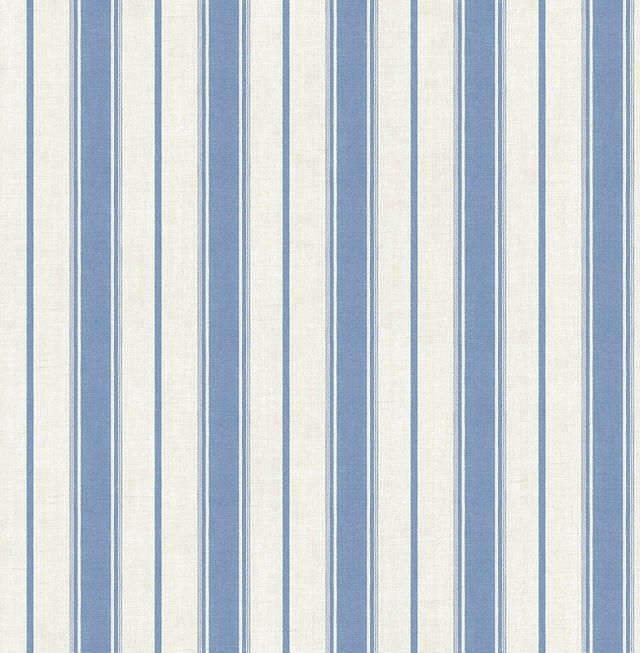 Seabrook Eliott Linen Stripe Blue Bell Wallpaper