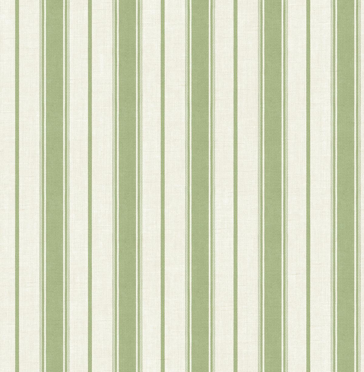 Seabrook Eliott Linen Stripe Green Wallpaper