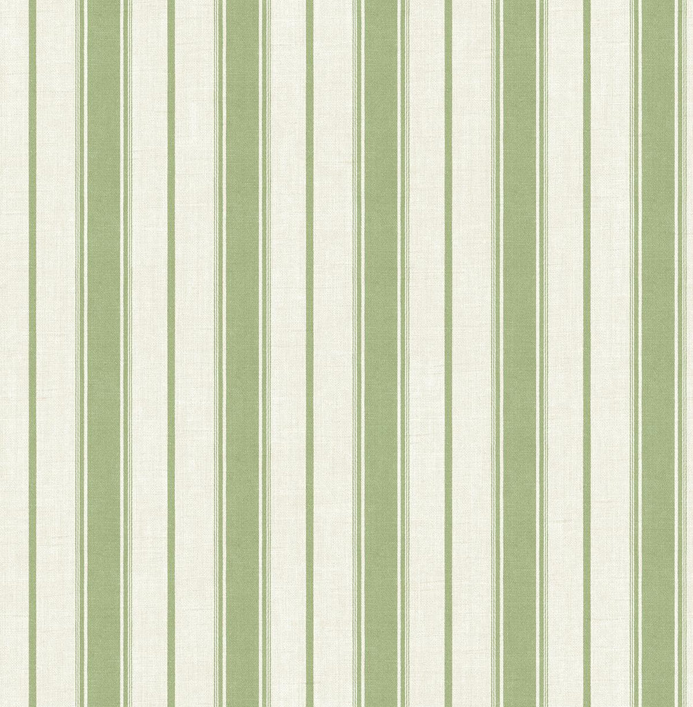 Seabrook Eliott Linen Stripe Green Wallpaper