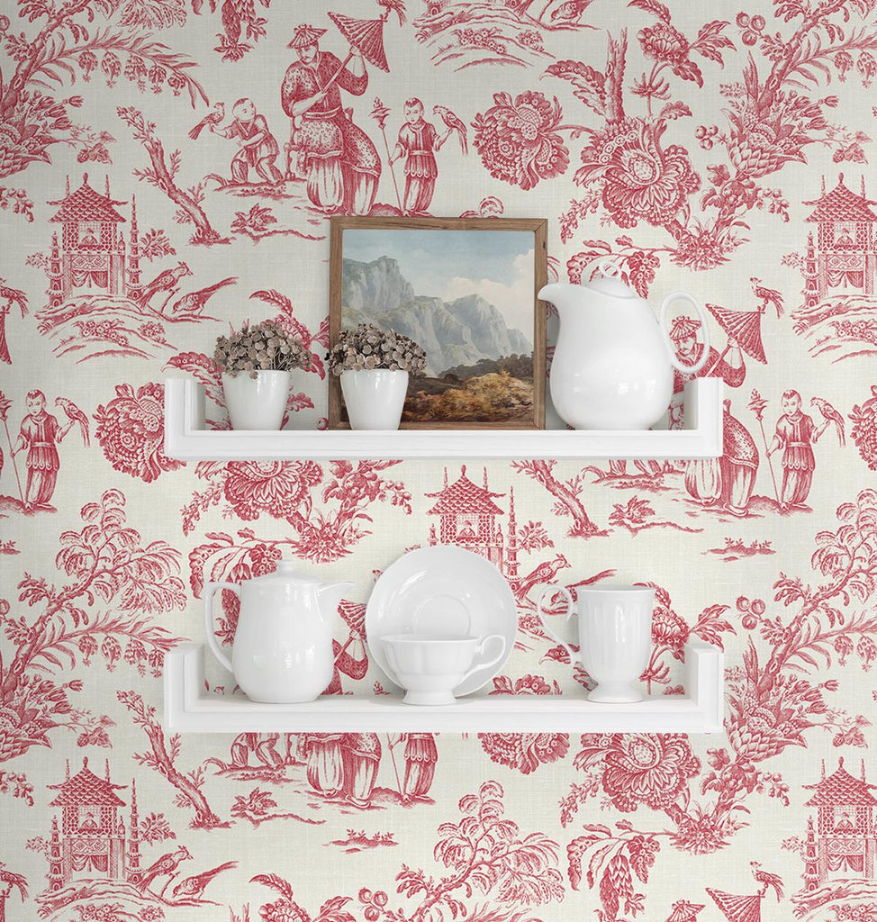 Seabrook Colette Chinoiserie Red Wallpaper