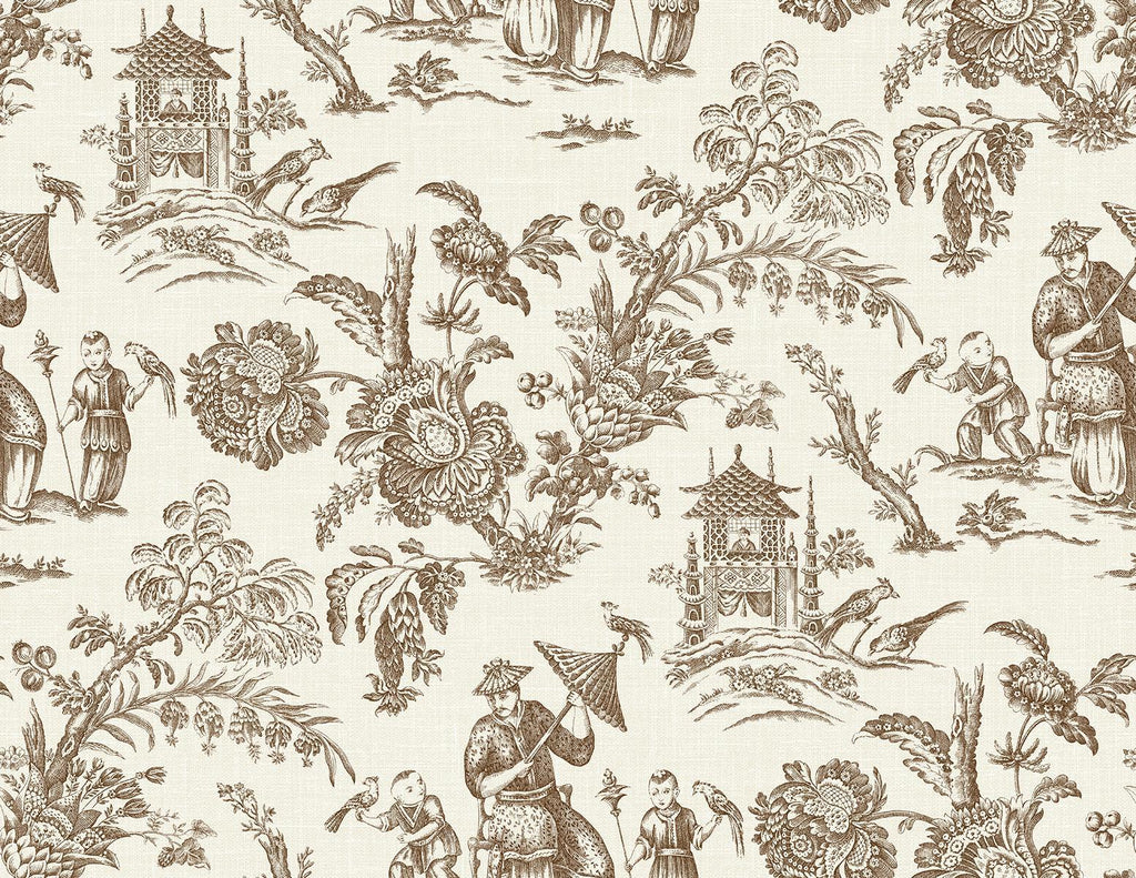 Seabrook Colette Chinoiserie Hickory Smoke Wallpaper