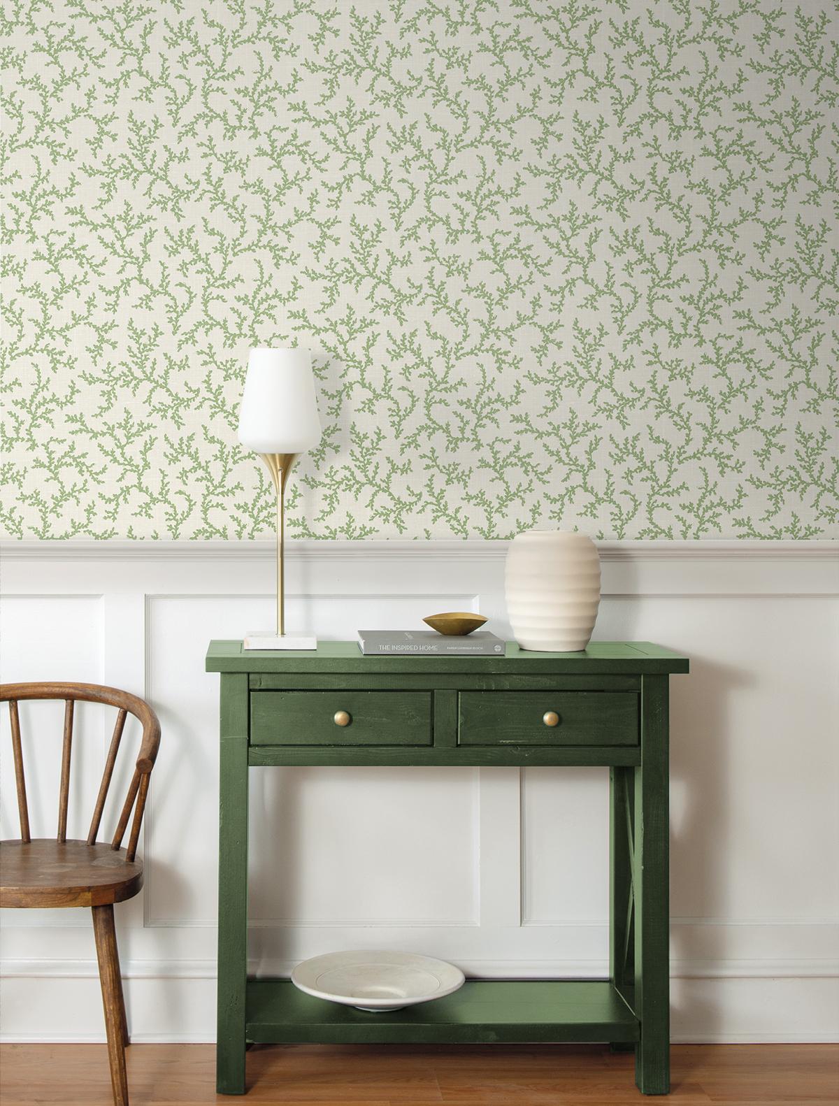 Seabrook Corail Green Wallpaper