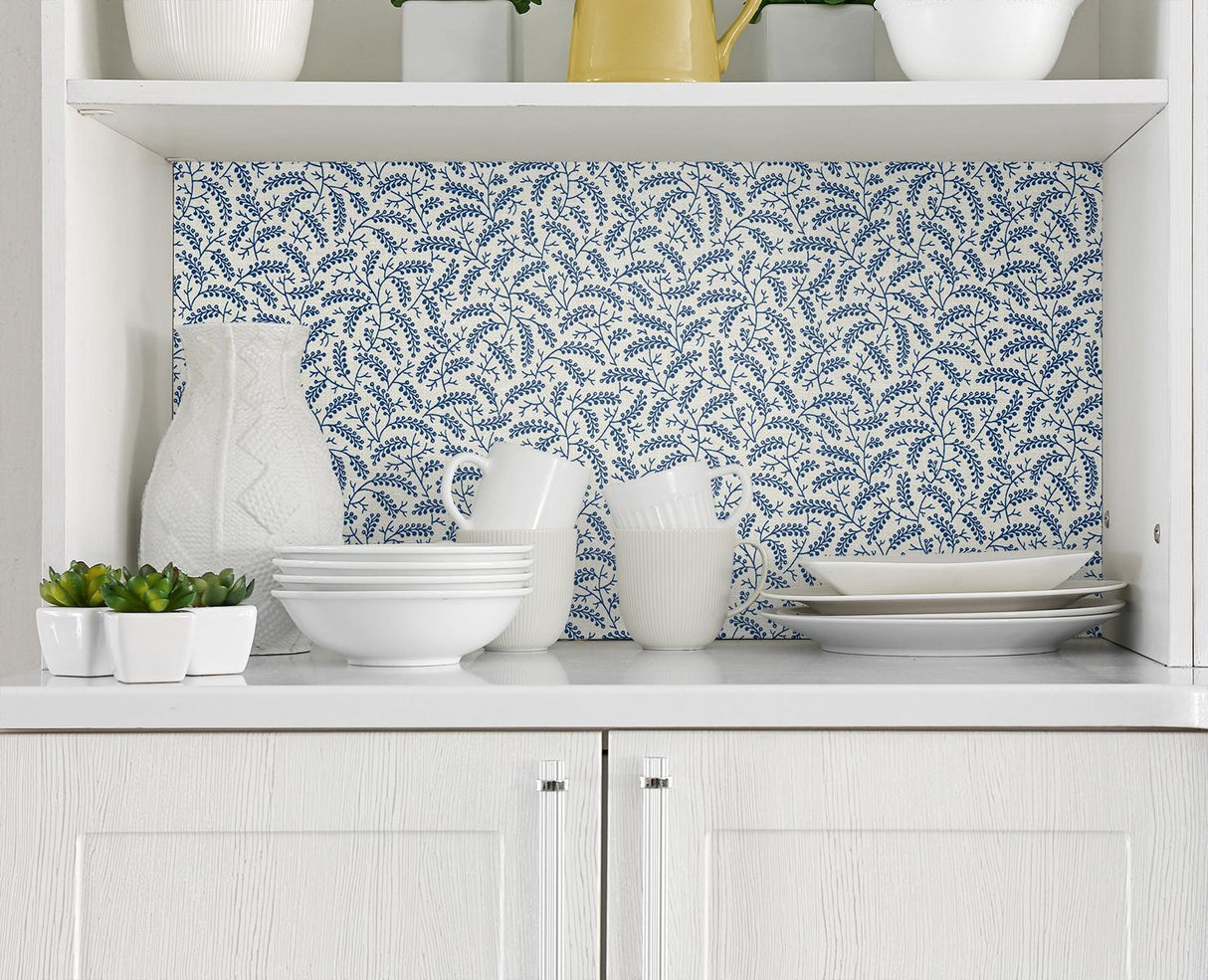 Seabrook Cossette Blue Wallpaper