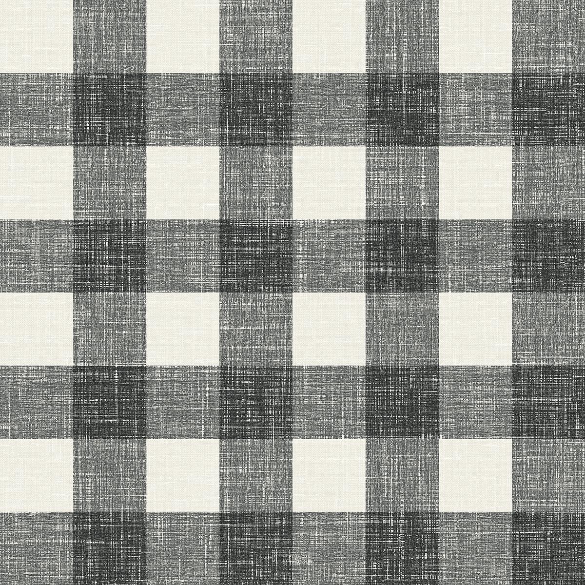 Seabrook Bebe Gingham Black Wallpaper