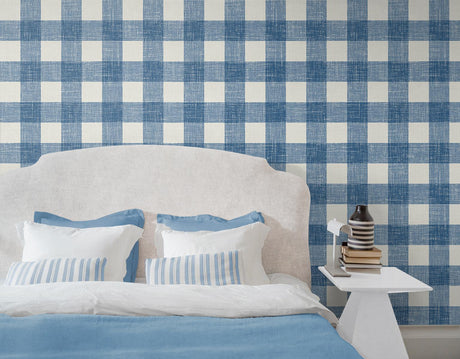 Seabrook Bebe Gingham Blue Wallpaper
