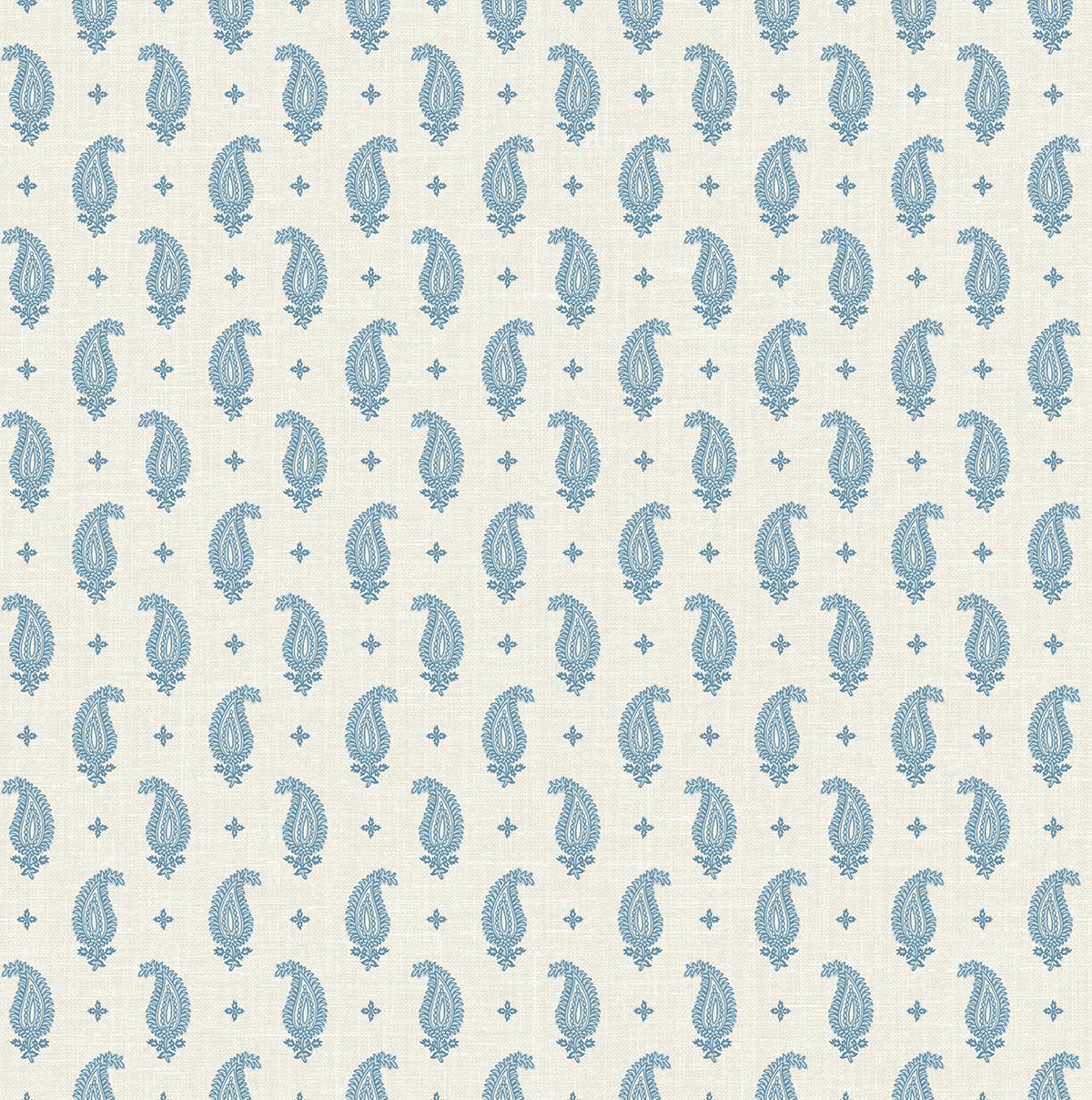 Seabrook Maia Paisley Bleu Bisque Wallpaper