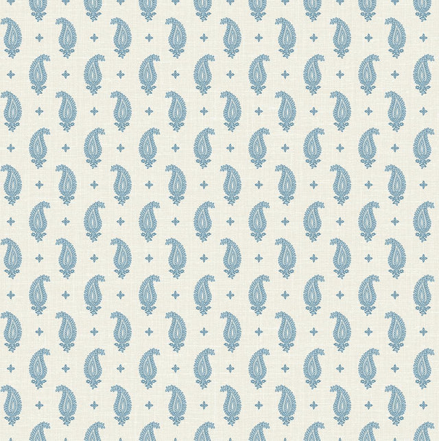 Seabrook Maia Paisley Bleu Bisque Wallpaper