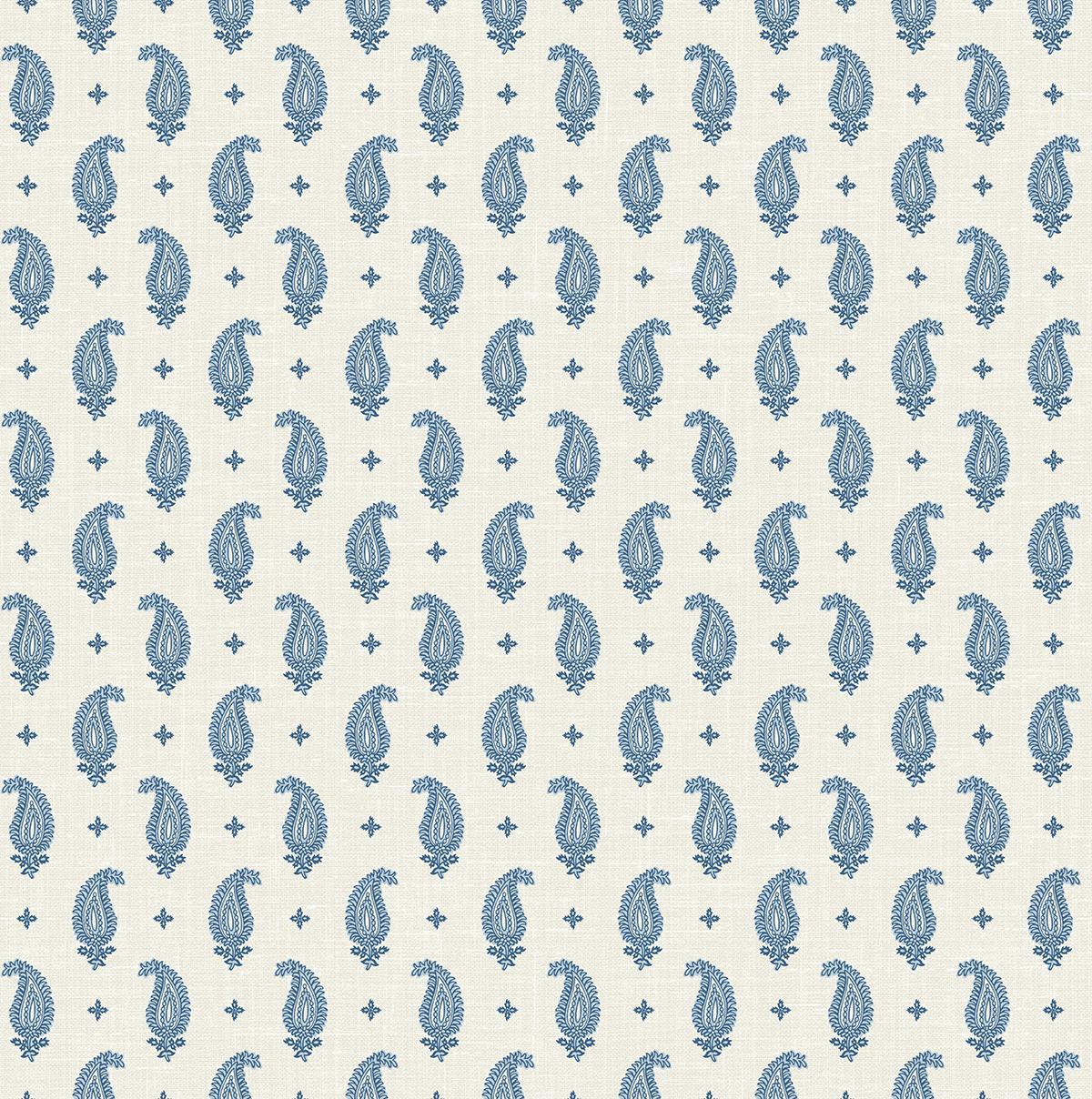 Seabrook Maia Paisley French Blue Wallpaper