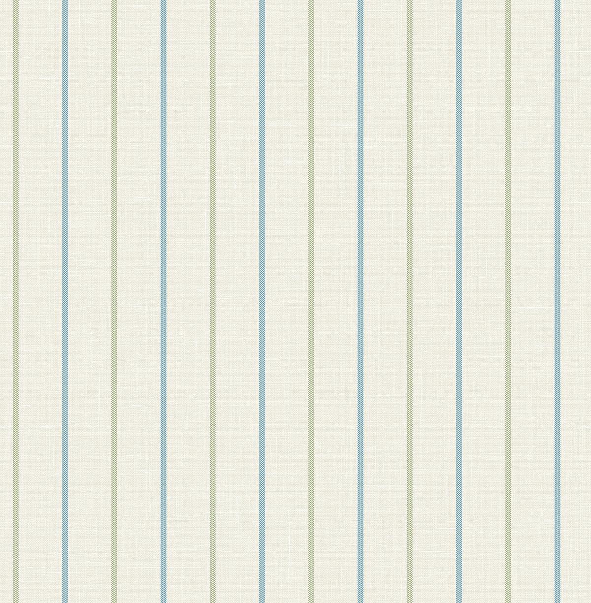 Seabrook Andree Stripe French Blue & Pomme Wallpaper
