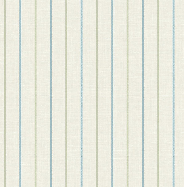 Seabrook Andree Stripe French Blue & Pomme Wallpaper
