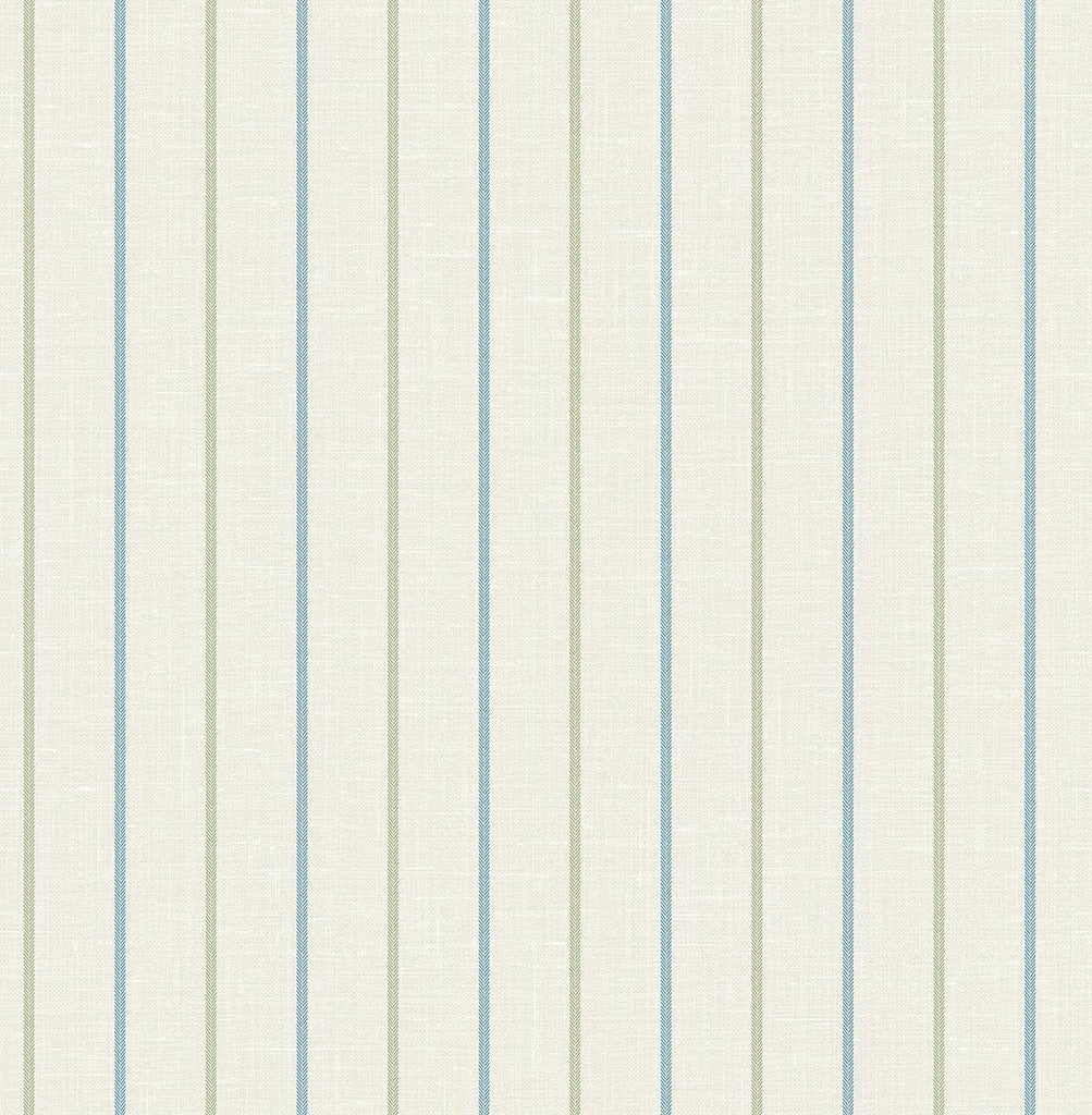 Seabrook Andree Stripe French Blue & Pomme Wallpaper