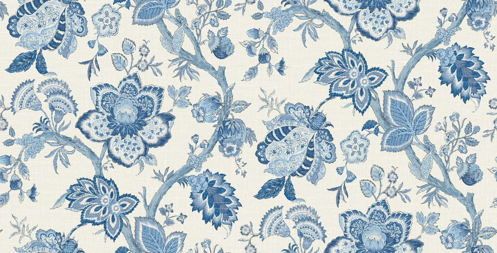 Seabrook Bernadette Linen Fabric Blue Fabric
