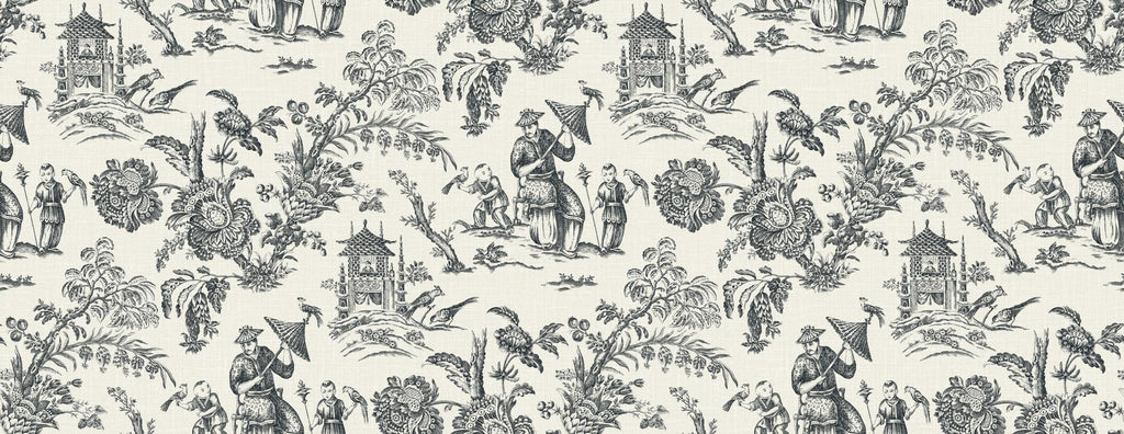 Seabrook Chinoiserie Linen Fabric Poppy Seed Fabric