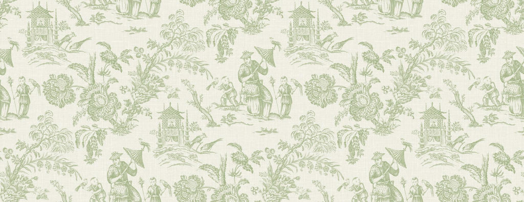Seabrook Chinoiserie Linen Fabric Green Fabric