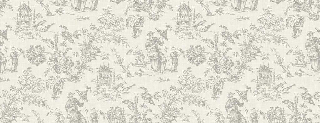 Seabrook Chinoiserie Linen Fabric Gray Fabric
