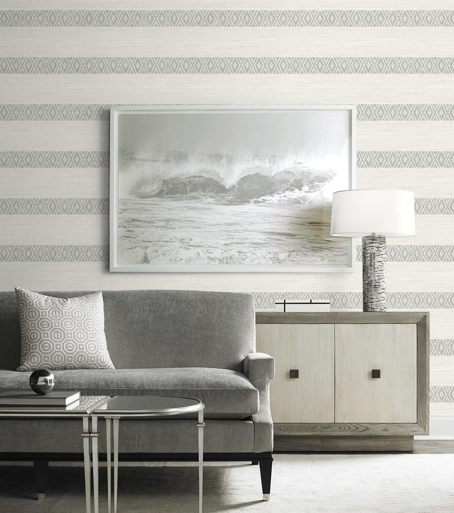 Seabrook Alani Geo Stripe Grey Wallpaper