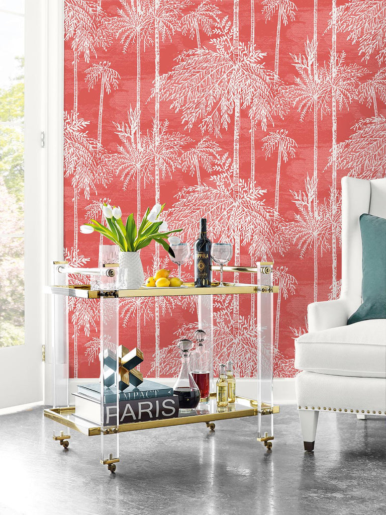 Seabrook Palm Grove Pink Wallpaper
