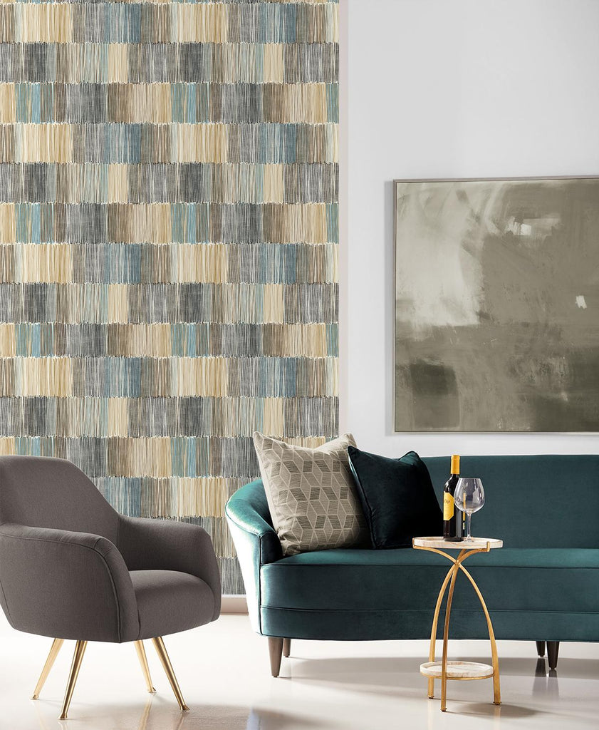 Seabrook Arielle Abstract Stripe Brown Wallpaper