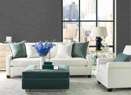 Seabrook Tiger Island Faux Sisal Black Wallpaper