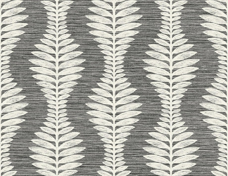 Seabrook Carina Leaf Ogee Charcoal Wallpaper
