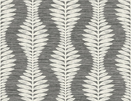 Seabrook Carina Leaf Ogee Black Wallpaper