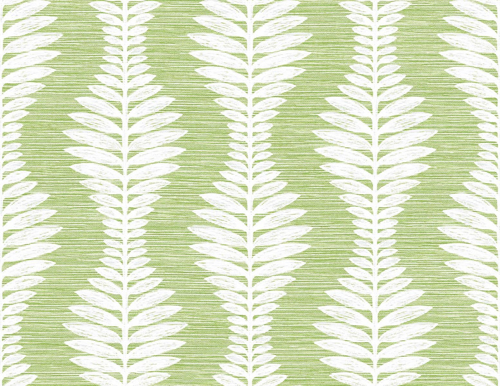 Seabrook Carina Leaf Ogee Green Wallpaper