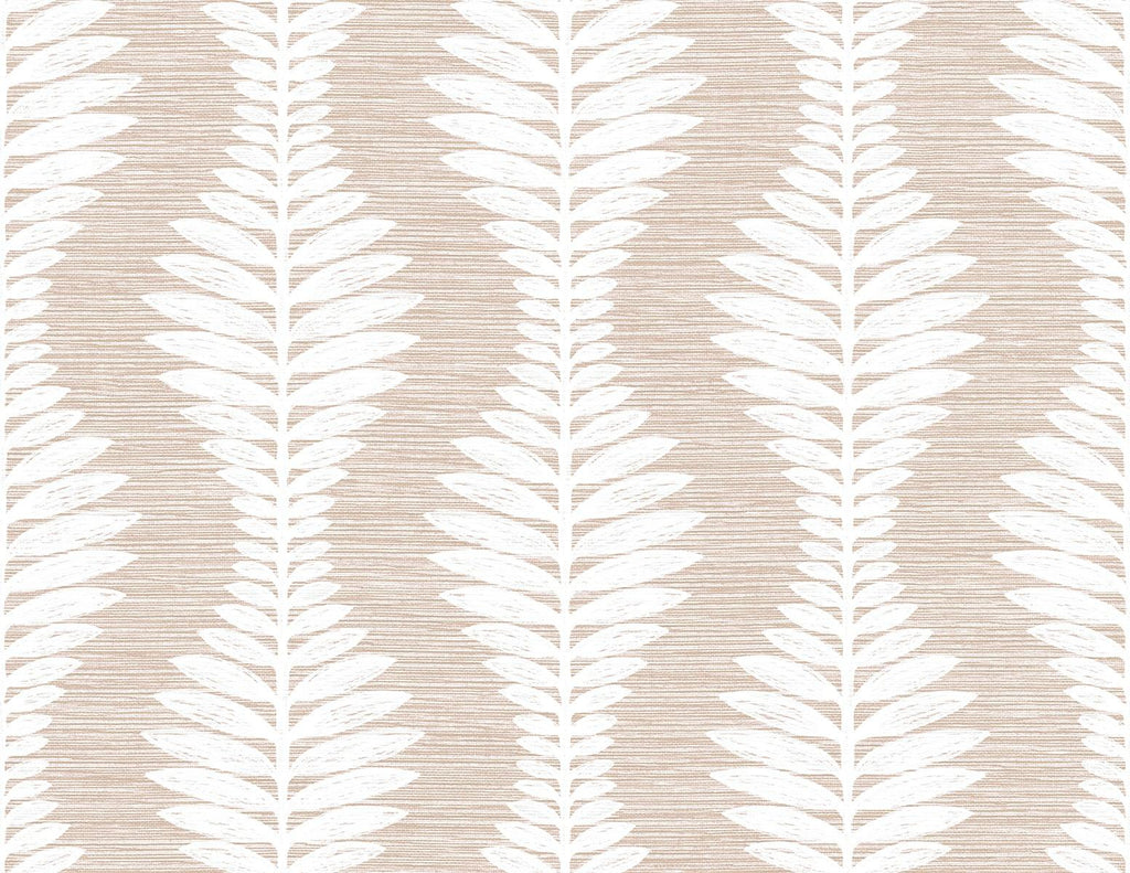 Seabrook Carina Leaf Ogee Pink Wallpaper