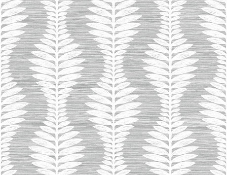 Seabrook Carina Leaf Ogee Grey Wallpaper