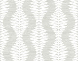 Seabrook Carina Leaf Ogee Grey Wallpaper