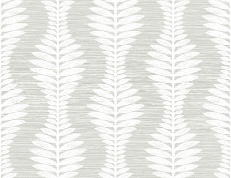 Seabrook Carina Leaf Ogee Grey Wallpaper