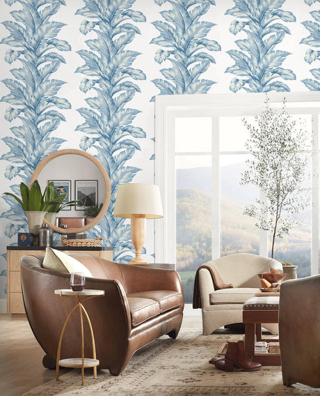 Seabrook Banana Springs Blue Wallpaper