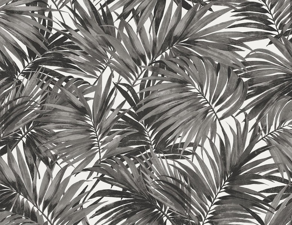 Seabrook Cordelia Tossed Palms Black Wallpaper