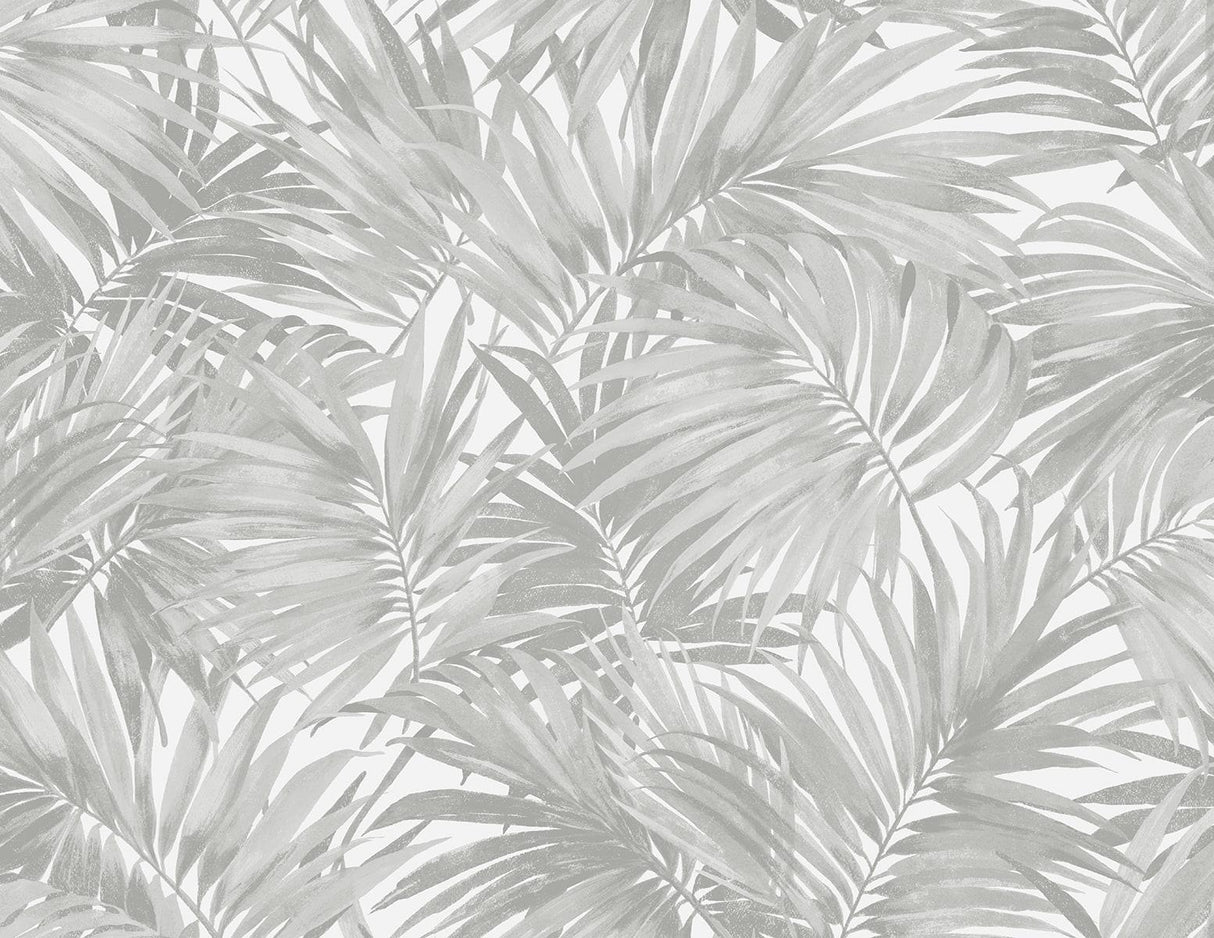 Seabrook Cordelia Tossed Palms Grey Wallpaper