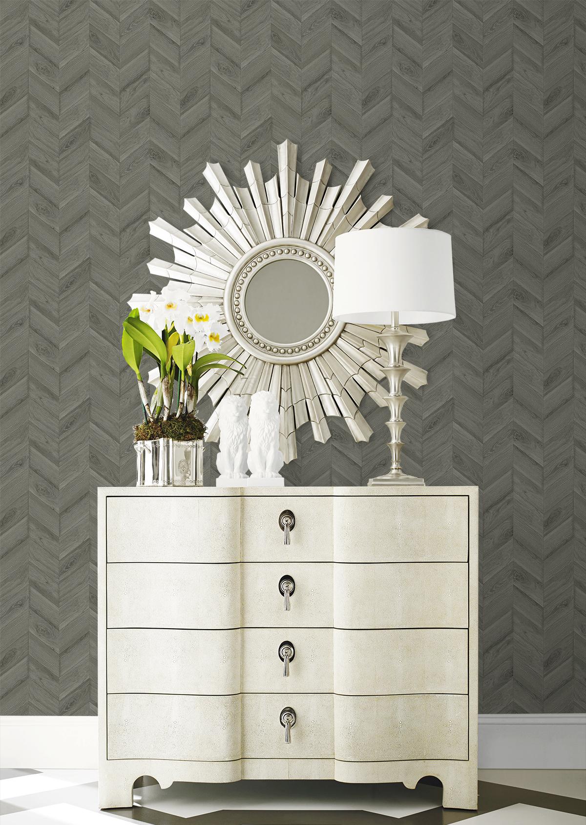 Seabrook Keone Bay Chevron Grey Wallpaper
