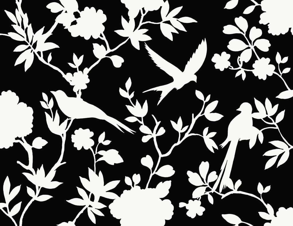 Seabrook Kauai Bird Toile Black Wallpaper
