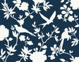 Seabrook Kauai Bird Toile Denim Blue Wallpaper