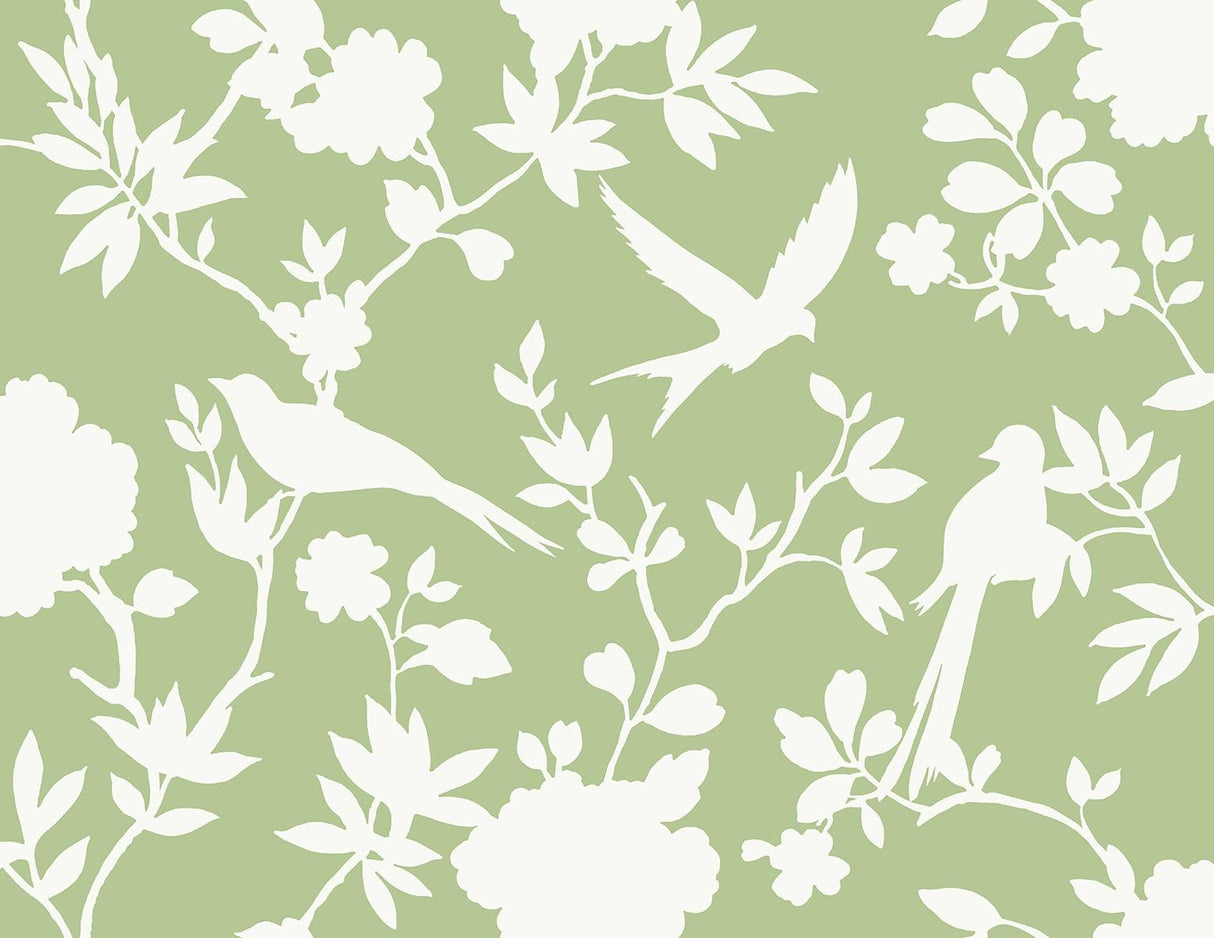 Seabrook Kauai Bird Toile Green Wallpaper