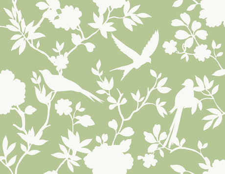 Seabrook Kauai Bird Toile Green Wallpaper