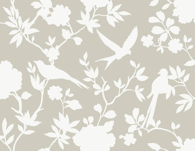 Seabrook Kauai Bird Toile Argos Grey Wallpaper