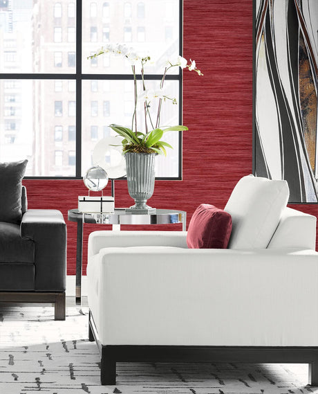 Seabrook Loe Sanctuary Stria Red Wallpaper