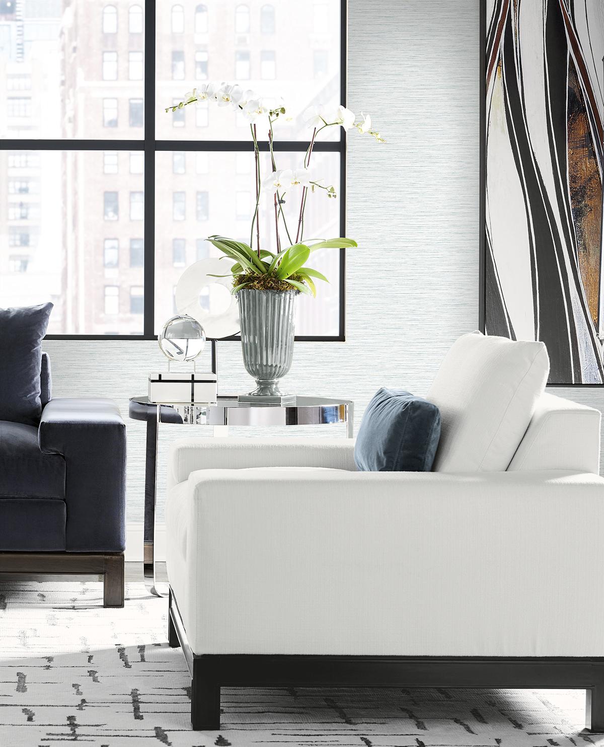 Seabrook Loe Sanctuary Stria Blue Wallpaper