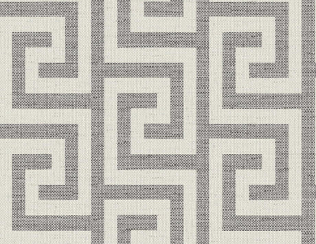 Seabrook Luna Retreat Greek Key Black Wallpaper