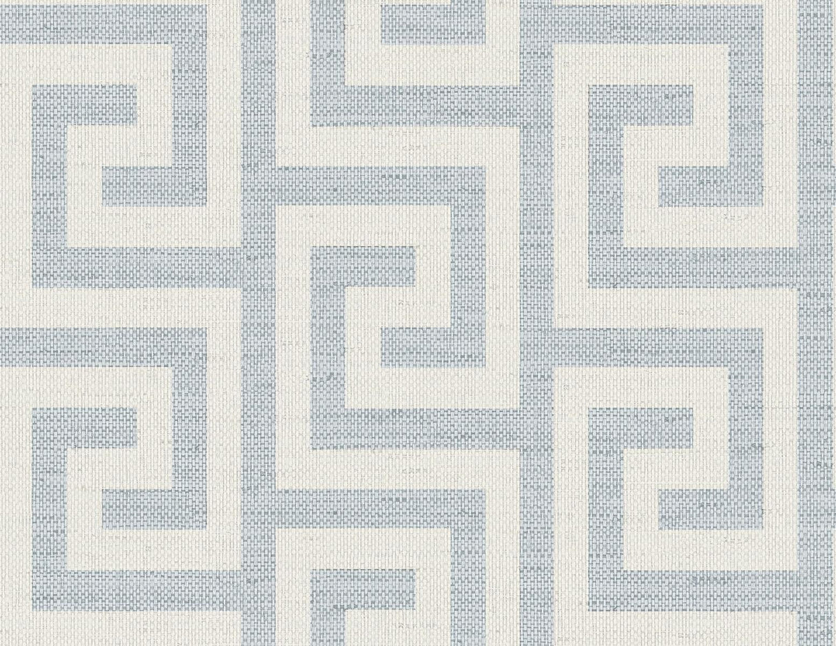 Seabrook Luna Retreat Greek Key Blue Wallpaper